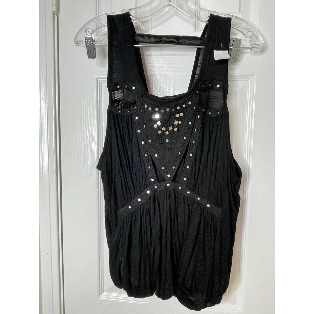 Free People Embellished Mirror Jeweled Jewel Ornate Exotic Blouse Top NWT